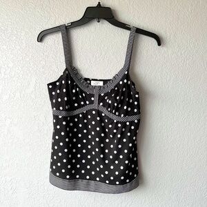 LOFT size 10P black with white polka dots sleeveless top